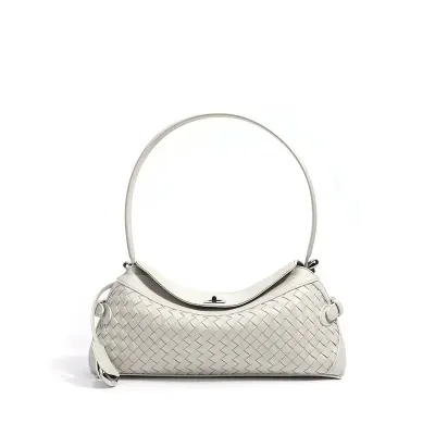GENUINE LEATHER WOVEN UNDERARM BAG